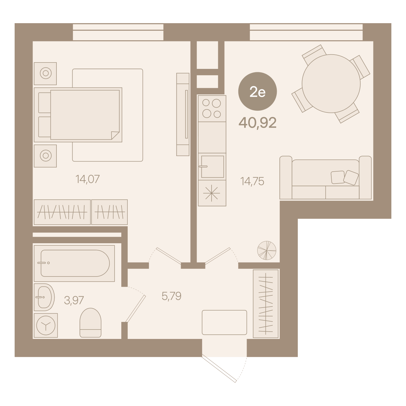 Евро 2 · 40,92 м²